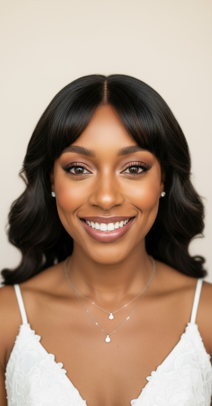 After Curtain Bangs Wedding Hair